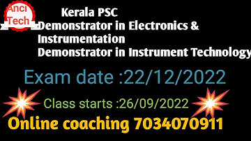 KeralaPSCDemonstrator in Electronic Instrumentation&Demonstrator in Instrument Technology -Syllabus