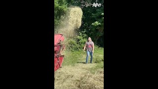 Hay, at least he didn't bale! 😂 #fail #farm #fall #funny