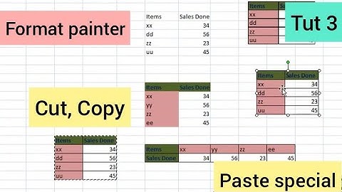 #3 MS Excel - Cut | Copy | Paste Special | Format Painter | Home tab | hindi
