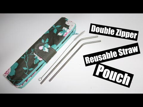 Double Zipper pouch - Reusable Straw Pouch