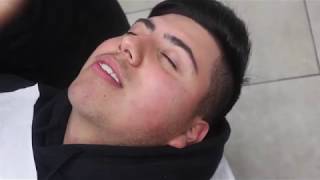 His First Time Getting Eyebrows Threaded!!
