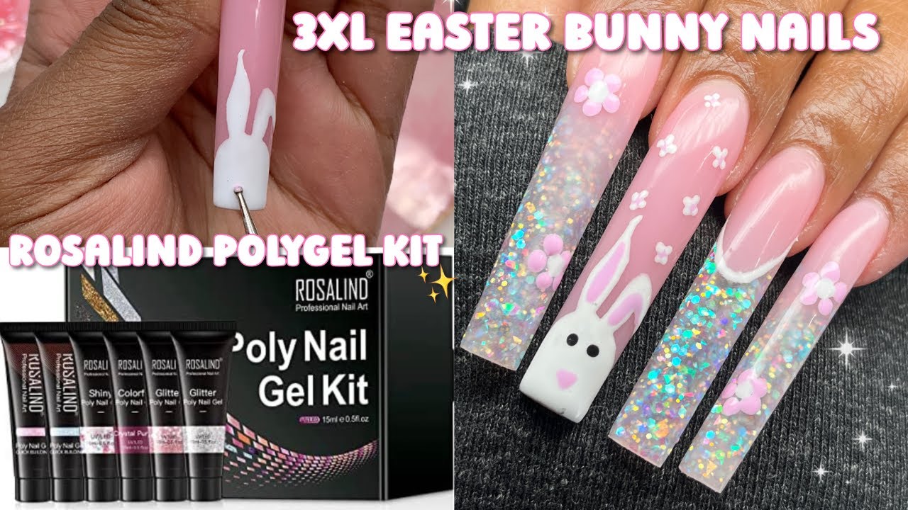 Полигелевые ногти с пасхальным кроликом! 🐰 Обзор набора полигелей Rosalind | Легкий весенний диза...