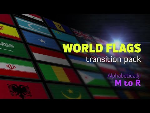 Flat World Flags Transition Pack-M to R Stock Motion Graphics