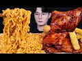 까르보 불닭볶음면 붐바스틱 치즈스틱 치즈볼 치킨 먹방ASMR MUKBANG SPICY FIRE NOODLES & BBQ CHICKEN 辛いラーメン チキン eating sounds