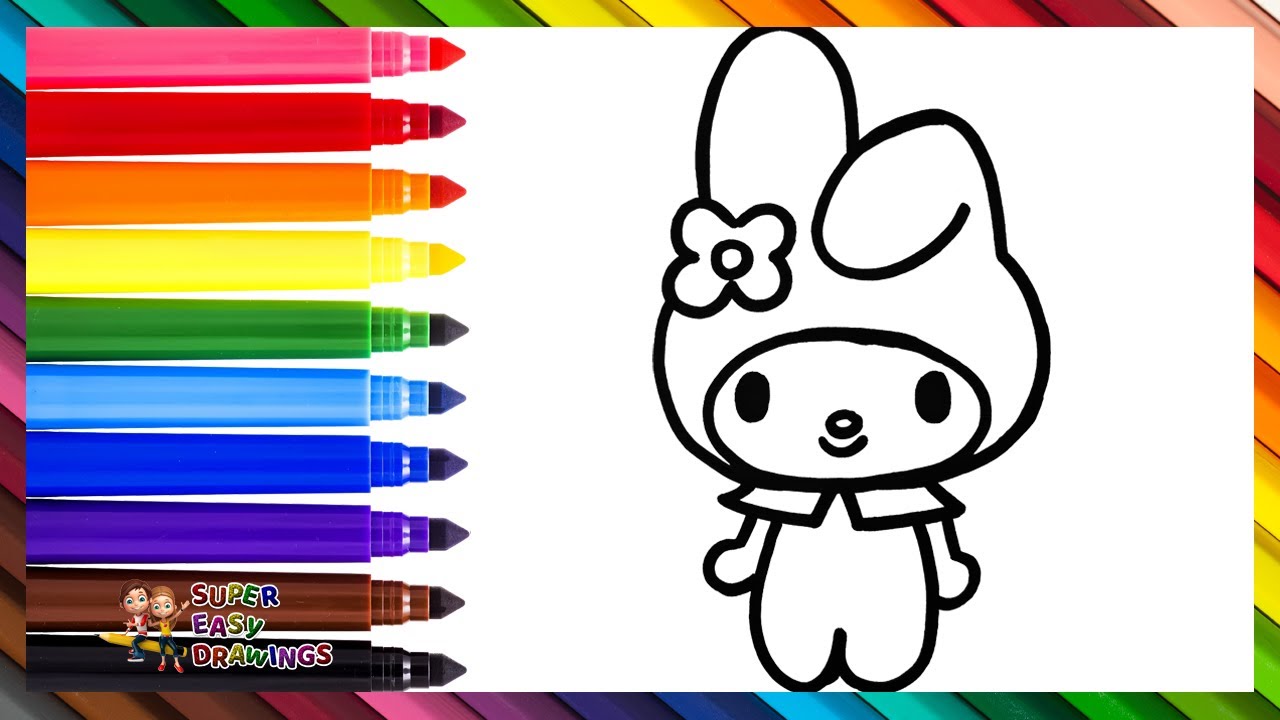 Draw and Color MY MELODY 🐰🤍🌼 Drawings for Kids
