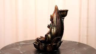 Ebros Vastu Hindu Goddess Lakshmi Seated On Lotus Backflow Incense Cone Burner Statue Lakshmi Lotus Webcam Model