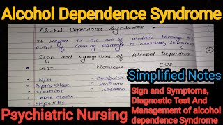 Details Notes Of Alcohol Dependence Syndrome in Mental Health Nursing (Psychiatric) in Hindi.(Chapter 9) Update