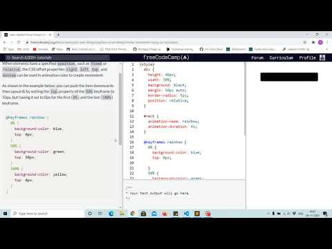 Tutorial 43 - creating movement using css animation - free code camp (Explained)