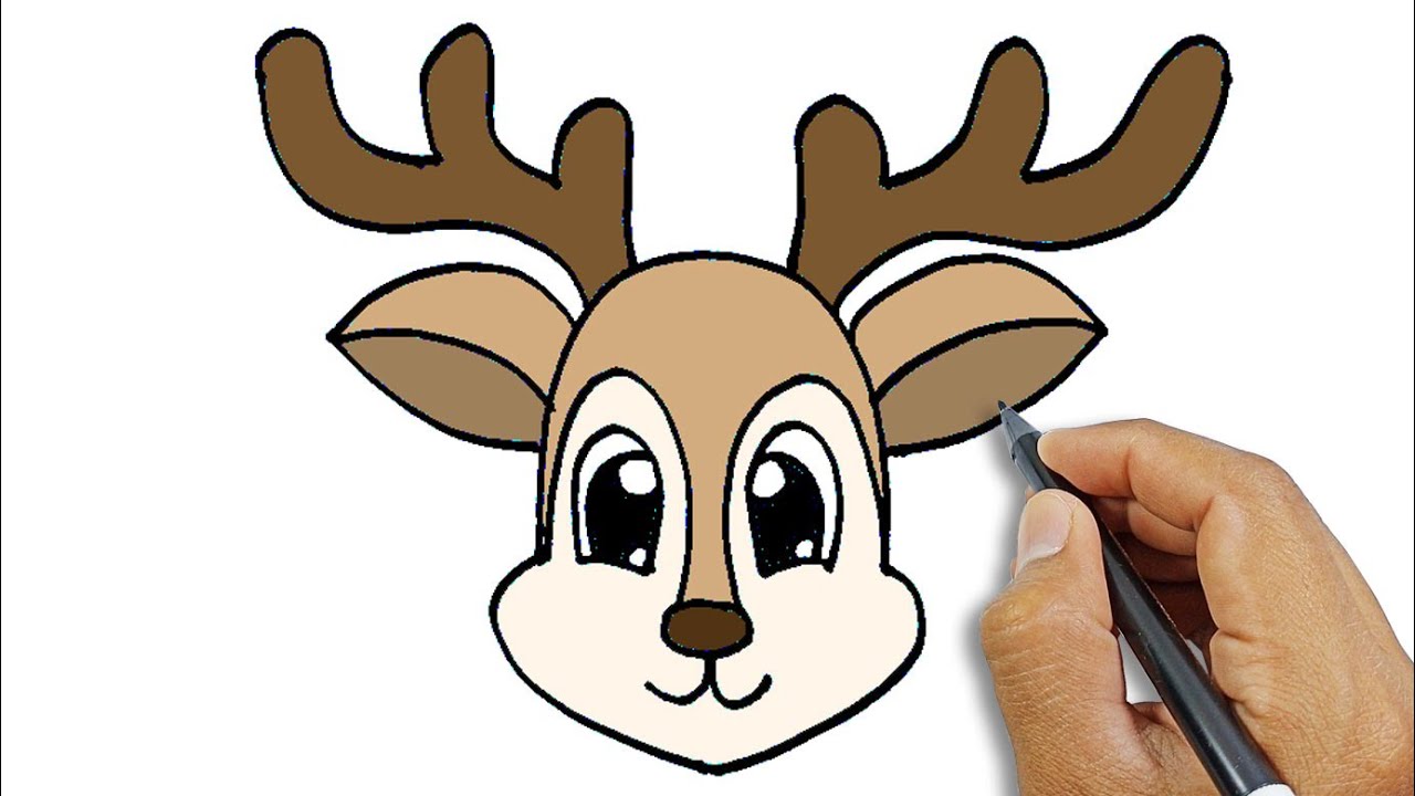 How to draw a reindeer head | Easy Drawing Ideas For Beginners - YouTube