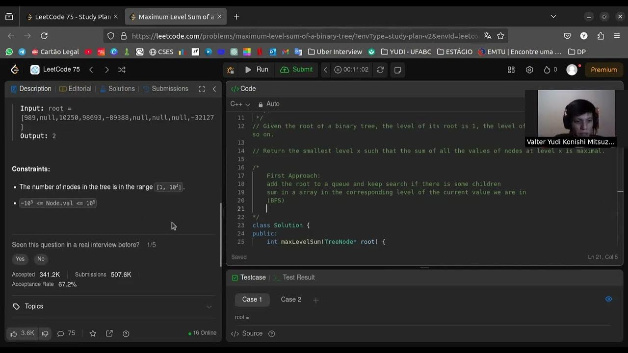 LeetCode 1161. Maximum Level Sum of a Binary Tree - YouTube
