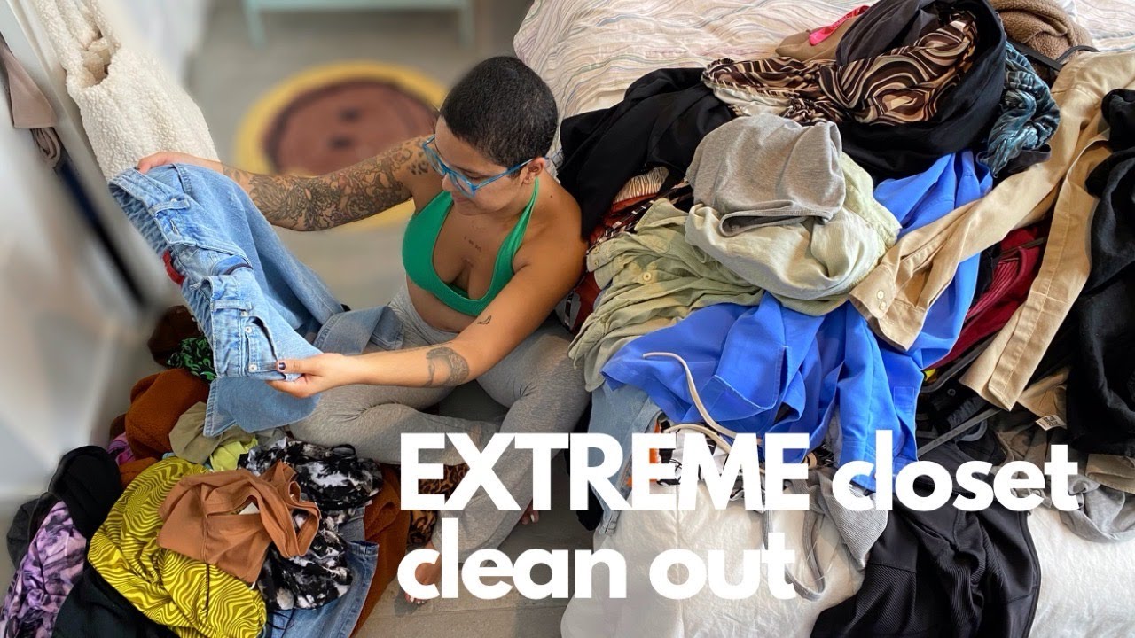 EXTREME CLOSET CLEAN OUT | Getting rid of all my clothes and starting ...