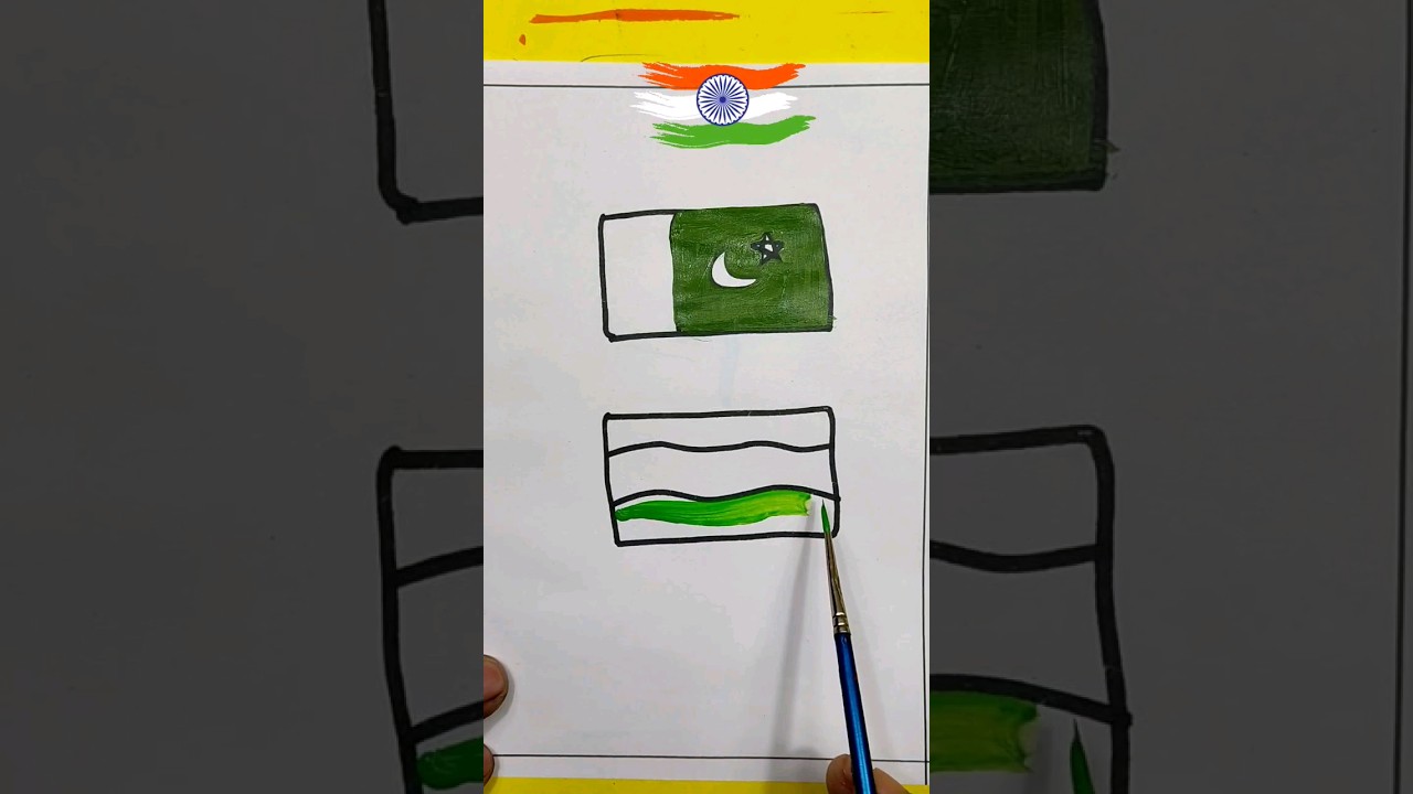 India ❤️ Pakistan 🇮🇳🇵🇰 flag art idea, 