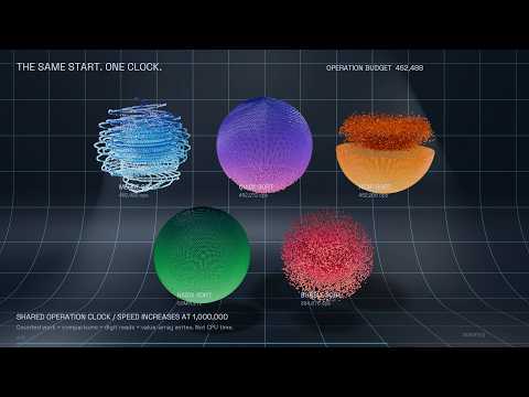 5 Sorting Algorithms 16,384 Crystals Each