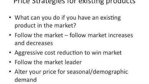 Introduction to pricing strategies and tactics