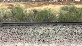 Train in Cajon pass railfannig BNSF ES44ac 7628 Leads Sothbound double stack train