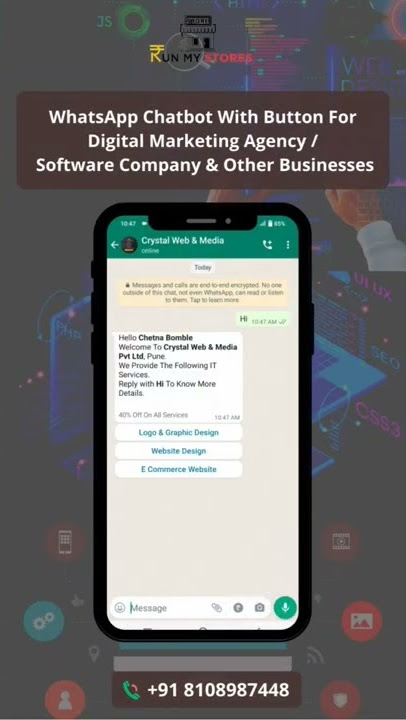 🔸WhatsApp ChatBot With Button For Digital Marketing Agency / Software Company & Other Businesses.🔸