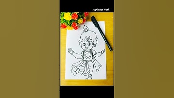 How to draw Lord Krishna || Little Krishna drawing easy step by step with colour 😍✨#arpitaartwork