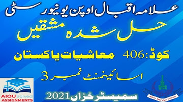 AIOU Solved Assignments | 406 | ECONOMICS OF PAKISTAN | Assignment No 3 | Autumn 2021