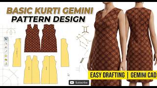 How to Create a Basic Kurti Pattern in Gemini CAD | Fashion Designing | pattern making | A.R. Ansari