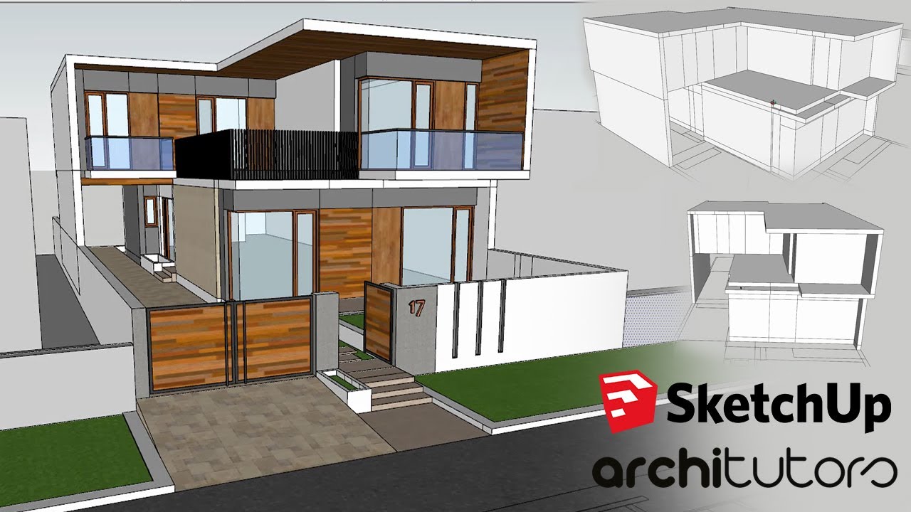 Modeling a Modern House in sketchup | architutors - YouTube