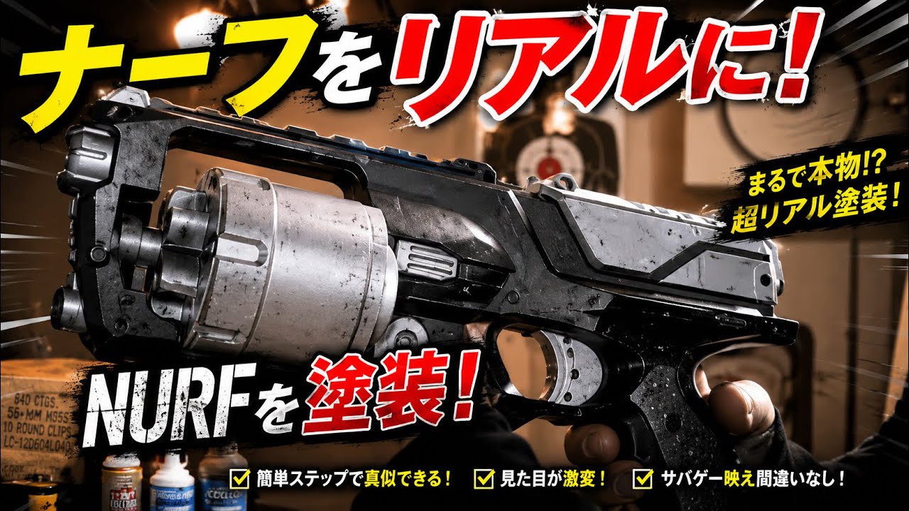 まるでSF銃！ナーフをリアルに塗装 楽しいトイガンレビュー！ナーフで