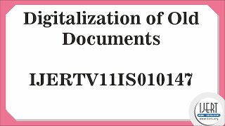Digitalization of Old Documents