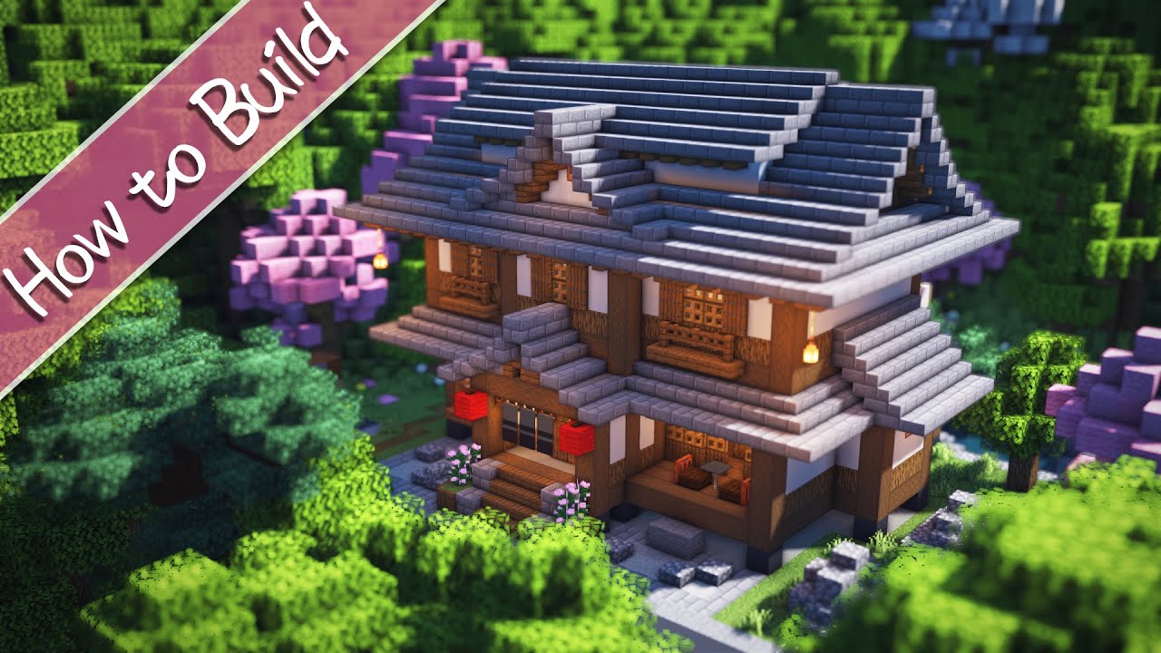 Oshacra Part71 How To Build Traditional Japanese Inn おしゃクラ 旅館の作り方 Minecraft Youtube