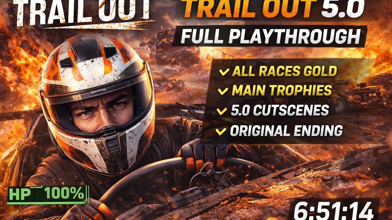 Trail Out 5.0 – Full Playthrough | All Races Gold, Main Trophies & 5.0 Cutscenes (Original Ending)