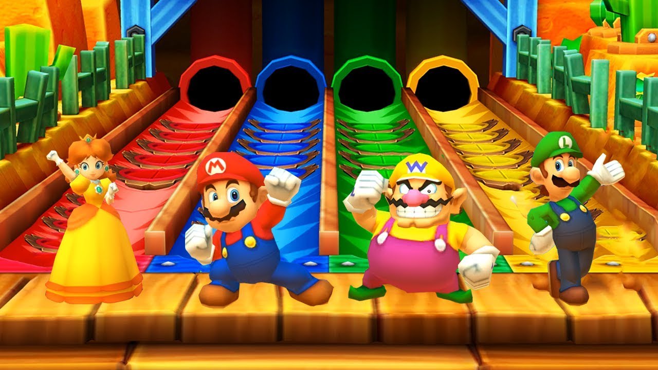 Mario Party: Star Rush Minigames - Daisy vs Mario vs Wario vs Luigi