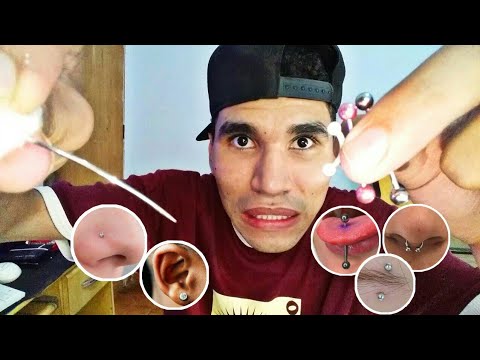 ASMR - COLOCANDO PIERCING EM VOCÊ! ( língua, orelhas, nariz, cepto, sobrancelha)
