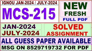MCS 215 solved assignment 2024 / mcs 215 solved assignment 2023-24 / mca new mcs 215 assignment 2024