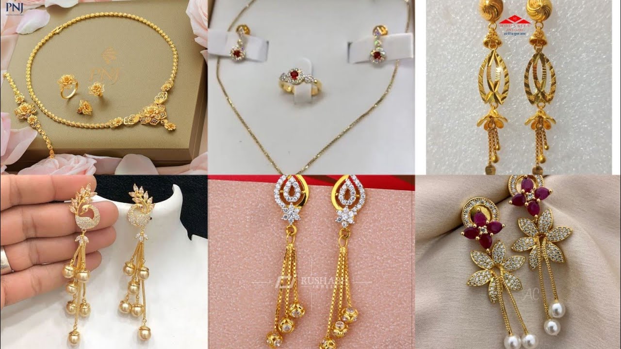 latest gold earring designing Gold jewellery locket set designing 2023 gold jewellery  training