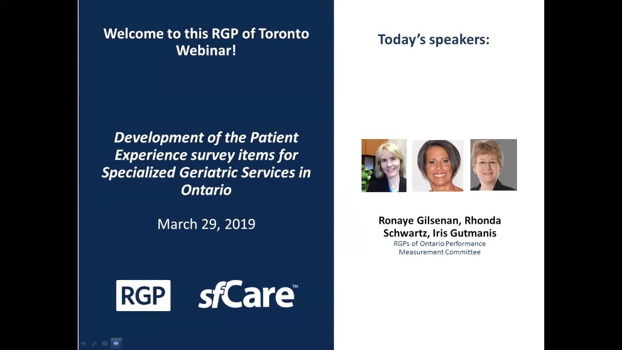 Development of the Patient Experience survey items for Specialized Geriatric Services in Ontario