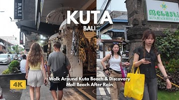 KUTA, Bali After Rain | Walk Around Kuta Beach & Discovery Mall | Bali Walking Tour [4K/60fps]