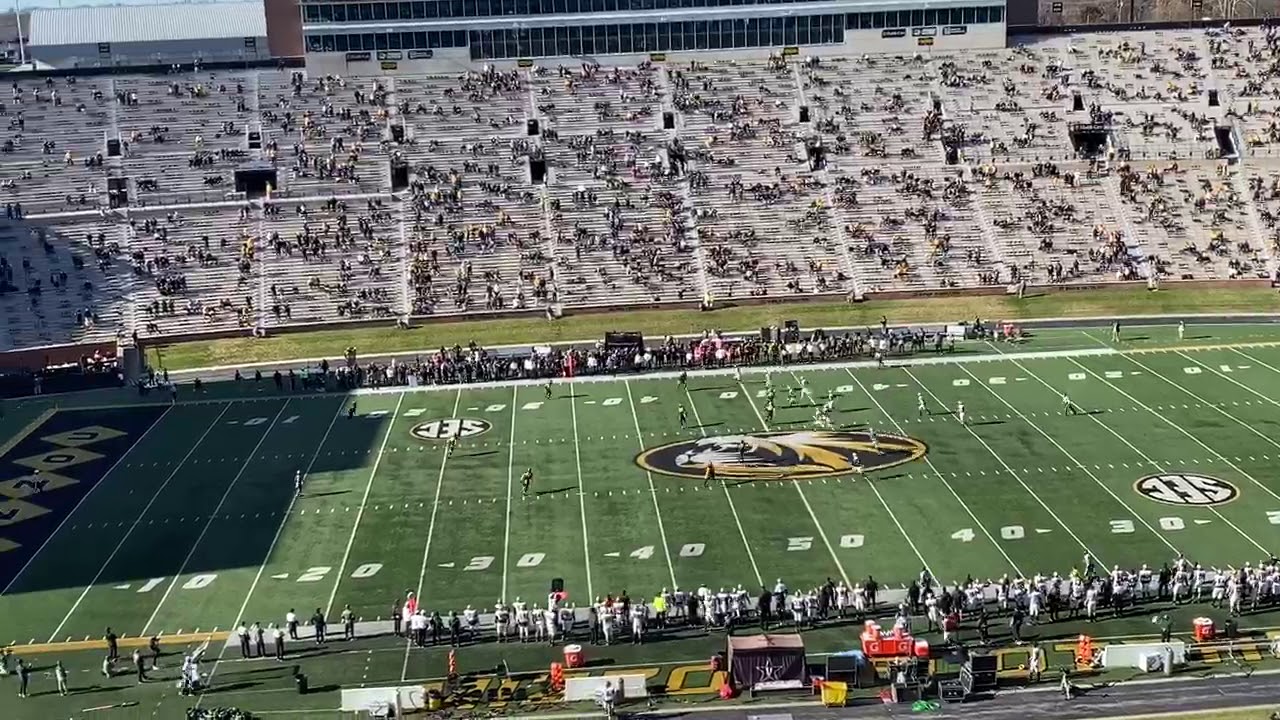 Vanderbilt Kicker Sarah Fuller Kicks Off Second Half - Upper Deck View