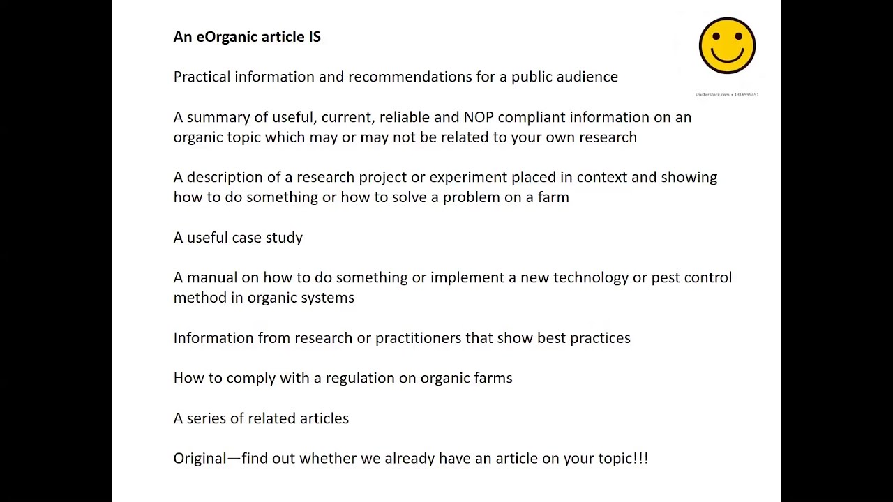 Session 28 How to write an eOrganic Article Class