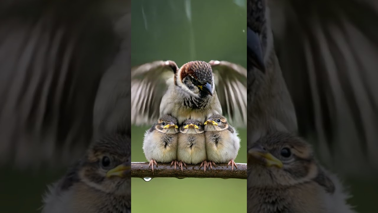 Cute little bird in the wind, snow and rain. Watch nature's tiny fighter 