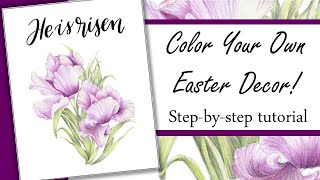 Step-by Step Colored Pencil Tulip Tutorial for Easter: He is Risen Christian Art DIY Easter Decor