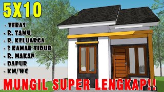 Mungil Tapi Ruangannya Super Lengkap!!!| Desain rumah sederhana didesa 5x10 meter 3 kamar tidur