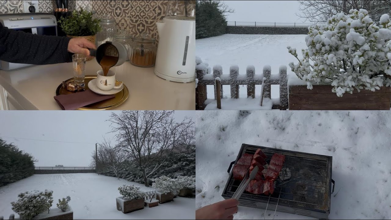 A Snowy Winter Day | Garden BBQ, Coffee & Peaceful Moments ❄️☕