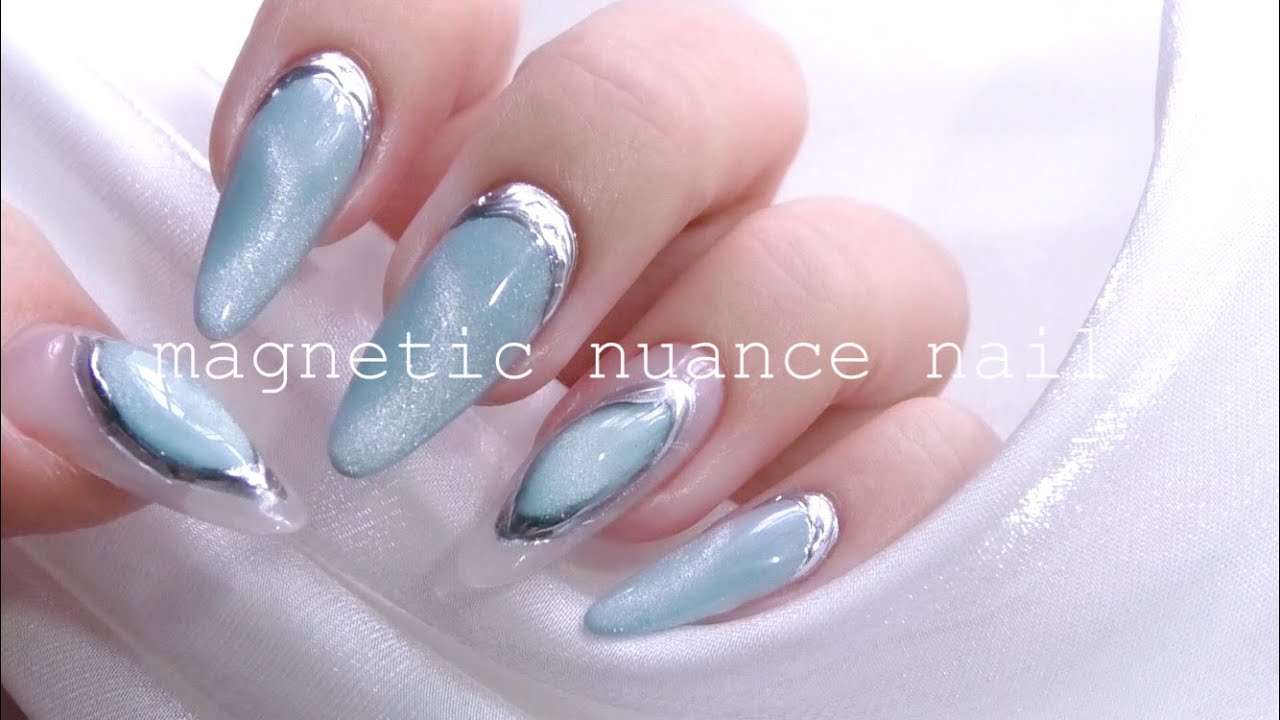 流行 マグネットジェルストーン風 根元ニュアンスミラートレンドネイル Magnetic Nuance Nail Youtube