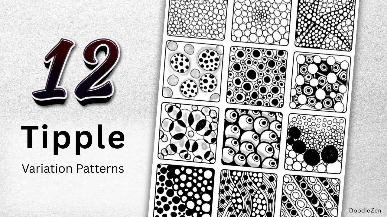 TIPPLE Zentangle Pattern | Step by Step Drawing & Shading