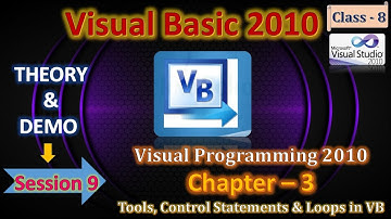 Session 9 I Visual Basic 2010 I Visual Programming 2010 I Ch-3 Tools, Control & Loops in VB