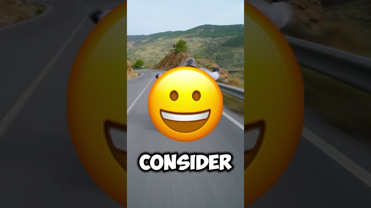 A daredevil on a skateboard gains extreme speed