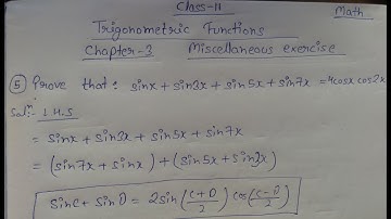 Class 11 ll Chapter Trigonometric Functions Miscellaneous Exercise ll Question no.5 Answer