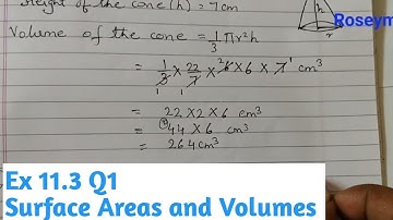 Ex 11.3 Q1 Class 9 Surface Areas and Volumes/ /Volume of Cone... #maths#ncert