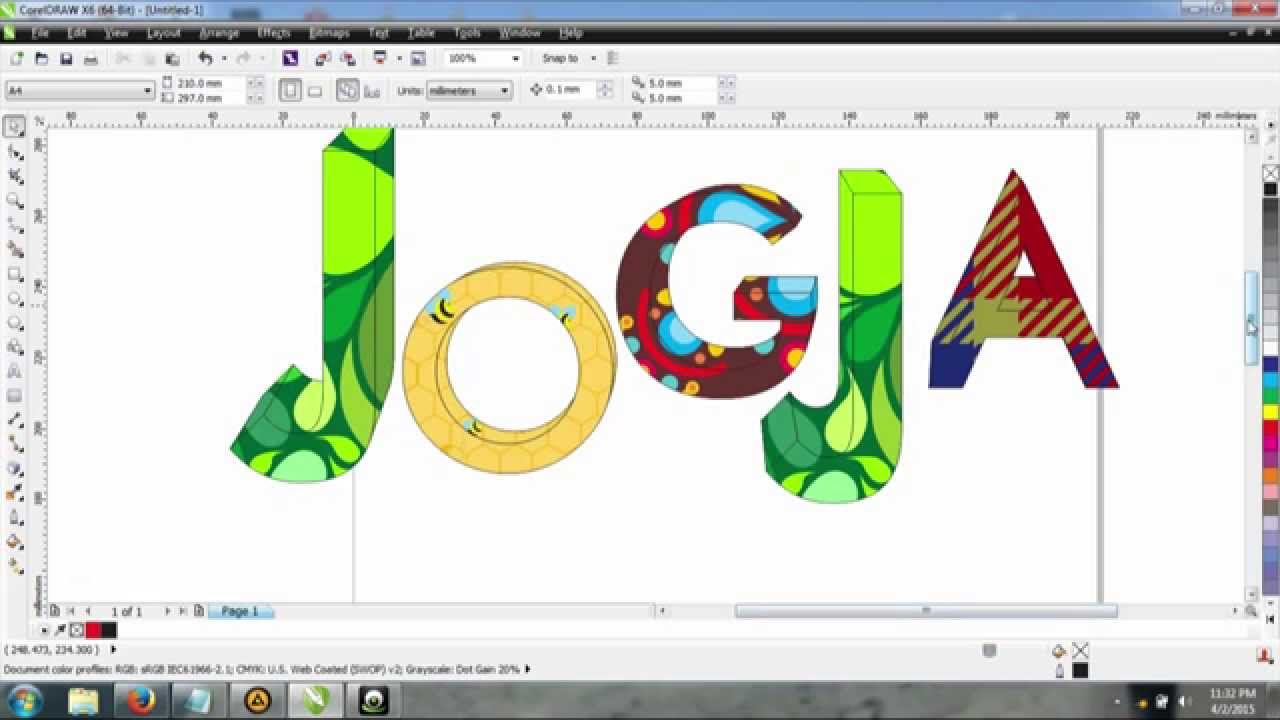  Cara  Membuat EFEK TEKS BERMOTIF 3D CORELDRAW  X6 YouTube