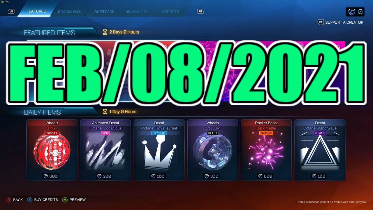 ROCKET LEAGUE ITEM SHOP | FEB-08-2021 | RL Item Shop Today