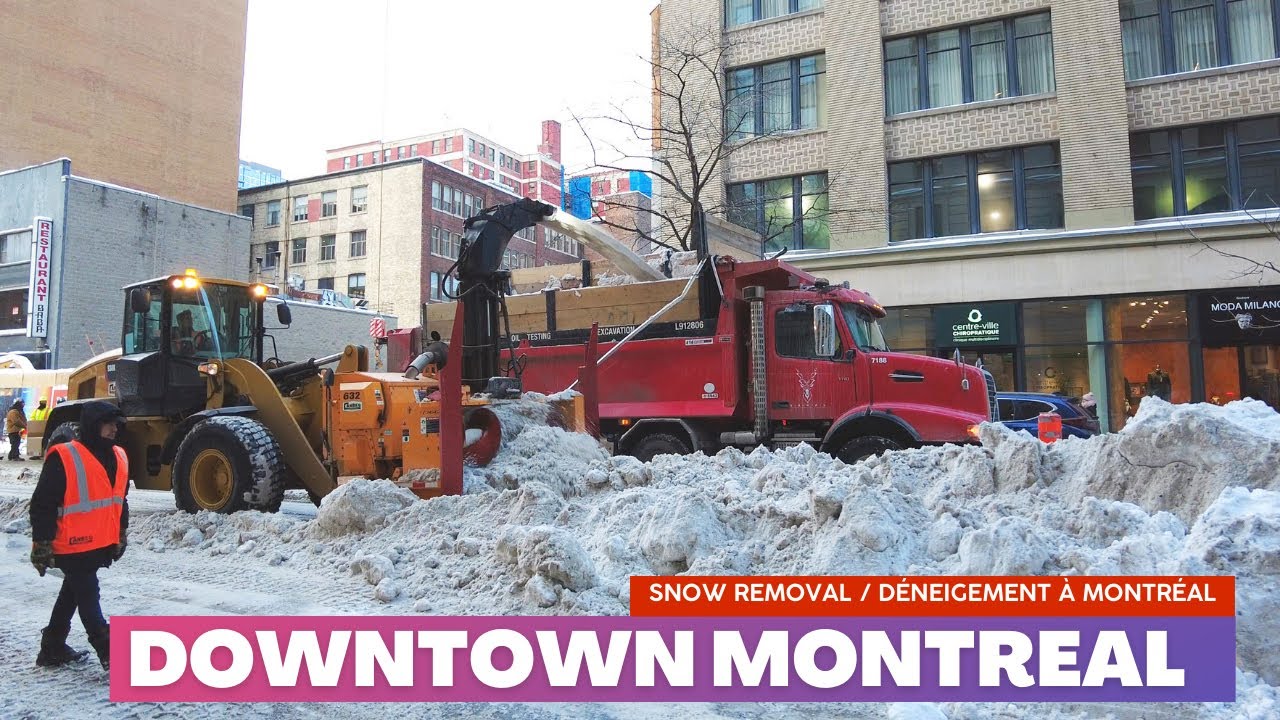 The Art of Snow Removal in Downtown Montreal [4K] #downtownmontreal