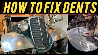 Classic Truck Fender Restoration. 1936 Chevy Dent Repair